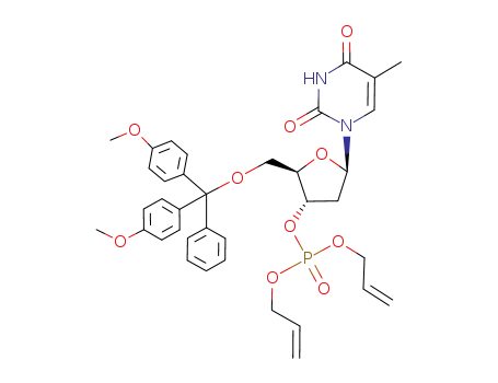 Molecular Structure of 112677-90-4 (3'-Thymidylic acid, 5'-O-[bis(4-methoxyphenyl)phenylmethyl]-,
di-2-propenyl ester)