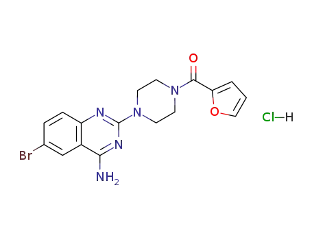 Molecular Structure of 111218-73-6 (1-(4-Amino-6-bromo-2-quinazolinyl)-4-(2-furanylcarbonyl)piperazine hyd rochloride)