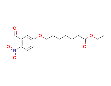 Molecular Structure of 105728-05-0 (Heptanoic acid, 7-(3-formyl-4-nitrophenoxy)-, ethyl ester)