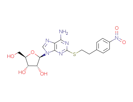Molecular Structure of 151566-00-6 (Adenosine, 2-[[2-(4-nitrophenyl)ethyl]thio]-)
