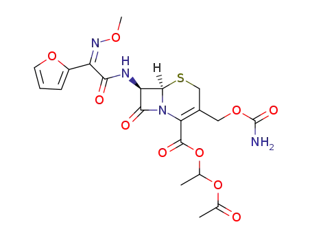 5-Thia-1-azabicyclo[4.2.0]oct-2-ene-2-carboxylicacid,3-[[(aminocarbonyl)oxy]methyl]-7-[[(2Z)-2-(2-furanyl)-2-(methoxyimino)acetyl]amino]-8-oxo-,1-(acetyloxy)ethyl ester, (6R,7R)-
