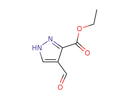 Molecular Structure of 179692-09-2 (1H-Pyrazole-3-carboxylicacid,4-formyl-,ethylester(9CI))