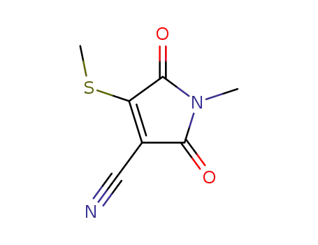 Molecular Structure of 182359-86-0 (1H-Pyrrole-3-carbonitrile,
2,5-dihydro-1-methyl-4-(methylthio)-2,5-dioxo-)