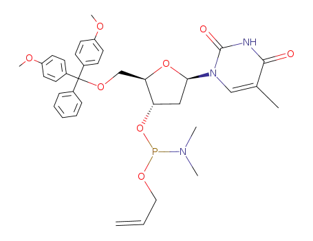 Dimethyl-phosphoramidous acid allyl ester (2R,3S,5R)-2-[bis-(4-methoxy-phenyl)-phenyl-methoxymethyl]-5-(5-methyl-2,4-dioxo-3,4-dihydro-2H-pyrimidin-1-yl)-tetrahydro-furan-3-yl ester