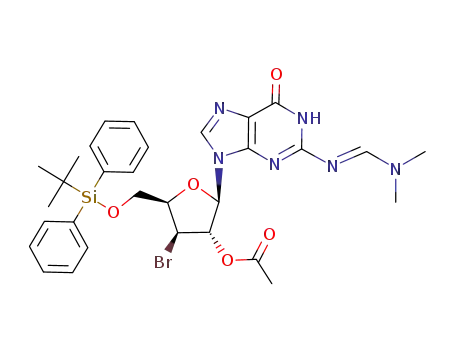 1-{2-O-acetyl-3-bromo-5-O-[(tert-butyl)diphenylsilyl]-3-deoxy-β-D-xylofuranosyl}-N2-[(dimethylamino)methylene]guanine