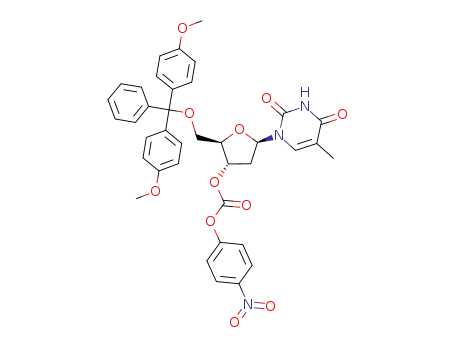 Molecular Structure of 156939-39-8 (Thymidine, 5'-O-[bis(4-methoxyphenyl)phenylmethyl]-, 3'-(4-nitrophenyl
carbonate))