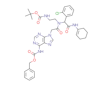 rac-2-[(2-tert-butyloxycarbonyl-aminoethyl)-N6-benzyloxycarbonyl-adeninacetyl-amino]-ortho-chlorophenylacetic acid-(cyclohexen-1-yl)-amide