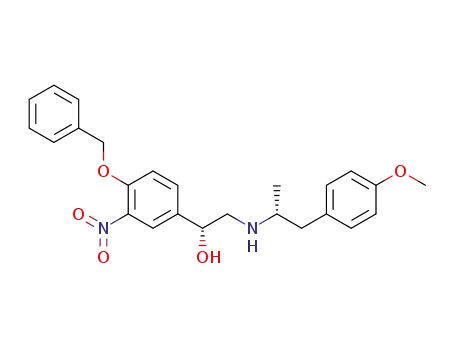 Molecular Structure of 245759-61-9 ((1R)-1-[4-(benzyloxy)-3-nitrophenyl]-2-{[(2R)-1-(4-methoxyphenyl)propan-2-yl]amino}ethanol)