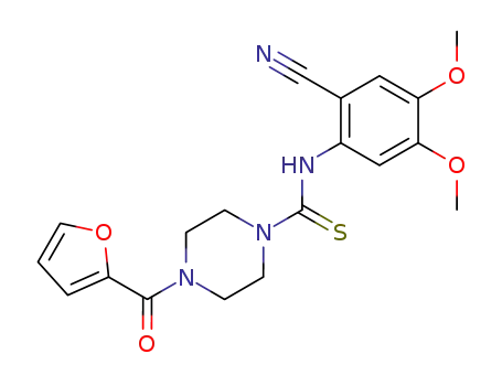 3,4-Dimethoxy-6-<4-(2-furoyl)piperazin-1-ylthiocarbamido>benzonitrile