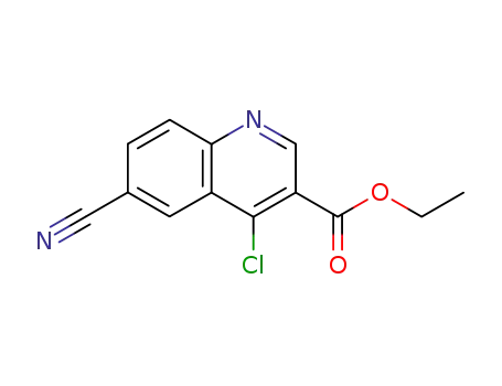 Molecular Structure of 403841-76-9 (4-CHLORO-6-CYANO-QUINOLINE-3-CARBOXYLIC ACID ETHYL ESTER)