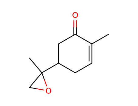 Molecular Structure of 56423-45-1 (2-Cyclohexen-1-one, 2-methyl-5-(2-methyloxiranyl)-)
