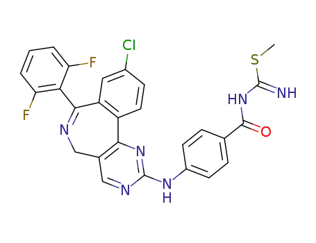1-{4-[9-chloro-7-(2,6-difluoro-phenyl)-5H-benzo[c]pyrimido[4,5-e]azepin-2-ylamino]-benzoyl}-2-methyl-isothiourea