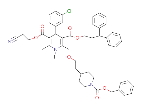 3-(2-cyanoethyl) 5-(3,3-diphenyl-1-propyl) 4-(3-chlorophenyl)-2-methyl-6-(2-(N-benzyloxycarbonyl-4-piperidine)ethoxy)methyl-1,4-dihydropyridine-3,5-dicarboxylate