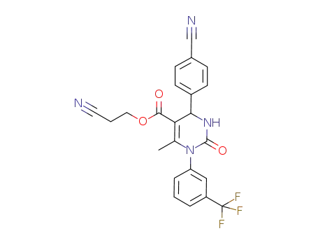 Molecular Structure of 671776-88-8 (5-Pyrimidinecarboxylic acid,
4-(4-cyanophenyl)-1,2,3,4-tetrahydro-6-methyl-2-oxo-1-[3-(trifluorometh
yl)phenyl]-, 2-cyanoethyl ester)