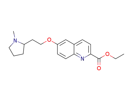 Molecular Structure of 883311-80-6 (2-Quinolinecarboxylic acid, 6-[2-(1-methyl-2-pyrrolidinyl)ethoxy]-, ethyl
ester)