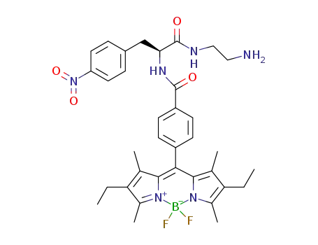 NO2(C6H4)CH2CH(C(O)NHCH2CH2NH2)NHC(O)(C6H4)((C9BN2)(F)2(CH3)4(CH2CH3)2)