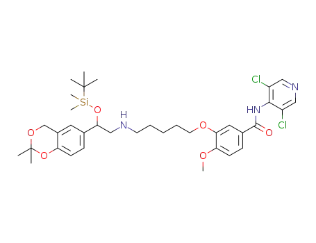 3-(5-(2-(tert-butyldimethylsilyloxy)-2-(2,2-dimethyl-4H-benzo[d][1,3]dioxin-6-yl)ethylamino)pentyloxy)-N-(3,5-dichloropyridin-4-yl)-4-methoxybenzamide