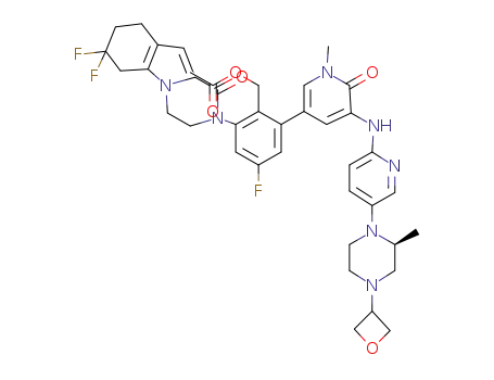 (S)-2-(7,7-difluoro-1-oxo-3,4,6,7,8,9-hexahydropyrazino[1,2-a]indol-2(1H)-yl)-4-fluoro-6-(1-methyl-5-(5-(2-methyl-4-(oxetan-3-yl)piperazin-1-yl)pyridin-2-ylamino)-6-oxo-1,6-dihydropyridin-3-yl)benzyl Acetate