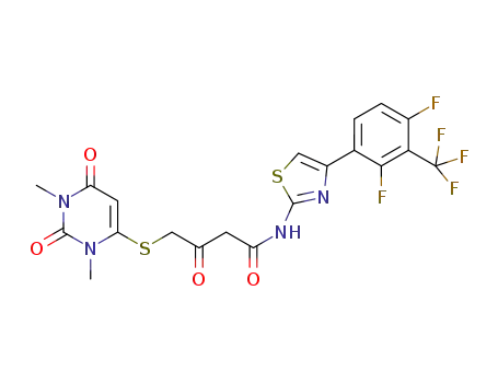 N-{4-[2,4-difluoro-3-(trifluoromethyl)phenyl]-1,3-thiazol-2-yl}-4-[(1,3-dimethyl-2,6-dioxo-1,2,3,6-tetrahydropyrimidin-4-yl)thio]-3-oxobutanamide