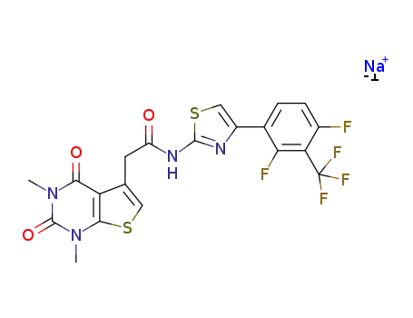 N-{4-[2,4-difluoro-3-(trifluoromethyl)phenyl]-1,3-thiazol-2-yl}-2-(1,3-dimethyl-2,4-dioxo-1,2,3,4-tetrahydrothieno[2,3-d]pyrimidin-5-yl)acetamide sodium