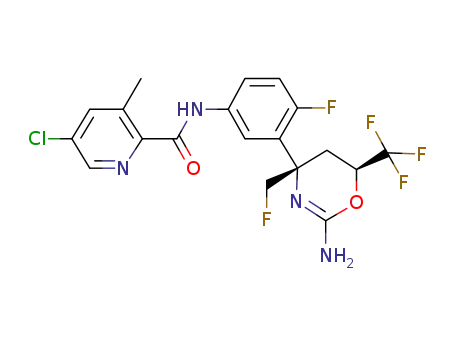 N-(3-((4S,6S)-2-amino-4-(fluoromethyl)-6-(trifluoromethyl)-5,6-dihydro-4H-1,3-oxazin-4-yl)-4-fluorophenyl)-5-chloro-3-methyl-2-pyridinecarboxamide