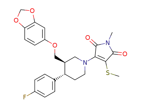 3-((3R,4S)-3-((benzo[d][1,3]dioxol-5-yloxy)methyl)-4-(4-fluorophenyl)piperidin-1-yl)-1-methyl-4-(methylthio)-1H-pyrrole-2,5-dione