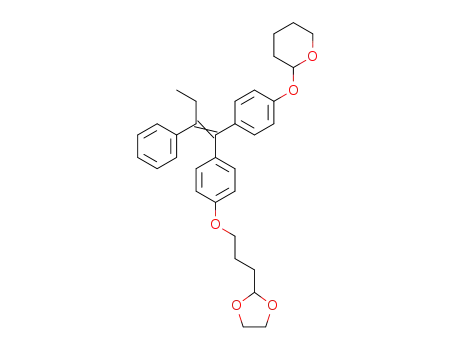 2-(4-(1-(4-(3-(1,3-dioxolan-2-yl)propoxy)phenyl)-2-phenylbut-1-en-1-yl)phenoxy)tetrahydro-2H-pyran