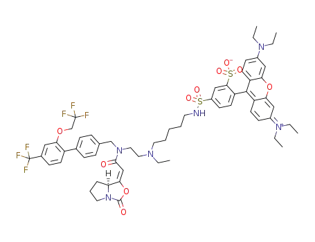 (S,E)-2-(6-(diethylamino)-3-(diethyliminio)-3H-xanthen-9-yl)-5-(N-(5-(ethyl(2-(2-(3-oxotetrahydro-1H,3H-pyrrolo[1,2-c]oxazol-1-ylidene)-N-((2′-(2,2,2-trifluoroethoxy)-4′-(trifluoromethyl)-[1,1′-biphenyl]-4-yl)methyl)acetamido)ethyl)amino)pentyl)sulfamoyl)benzenesulfonate