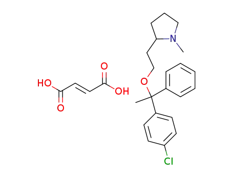 Molecular Structure of 63537-12-2 (Pyrrolidine, 2-[2-[1-(4-chlorophenyl)-1-phenylethoxy]ethyl]-1-methyl-, (E)-2-butenedioate (1:1))