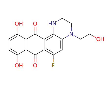 Molecular Structure of 134529-38-7 (Naphtho[2,3-f]quinoxaline-7,12-dione,
6-fluoro-1,2,3,4-tetrahydro-8,11-dihydroxy-4-(2-hydroxyethyl)-)