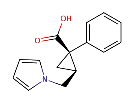 Molecular Structure of 141402-53-1 (Cyclopropanecarboxylic acid, 1-phenyl-2-(1H-pyrrol-1-ylmethyl)-, cis-)