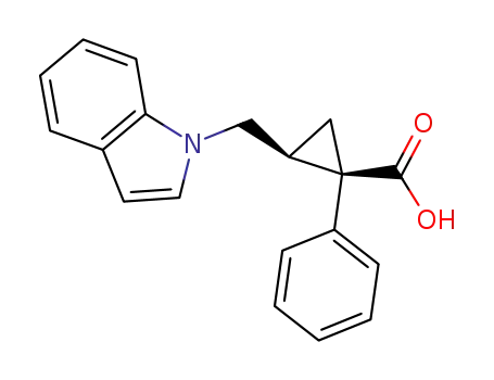 Molecular Structure of 141402-56-4 (Cyclopropanecarboxylic acid, 2-(1H-indol-1-ylmethyl)-1-phenyl-, cis-)
