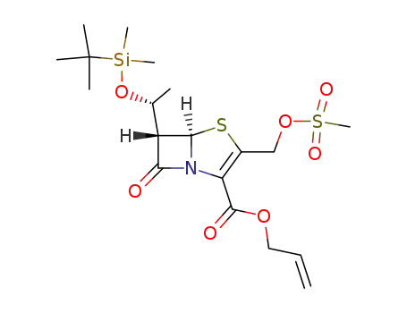 allyl (5R,6S)-2-<<(methylsulfonyl)oxy>methyl>-6-<(R)-1-<(tert-butyldimethylsilyl)oxy>ethyl>penem-3-carboxylate