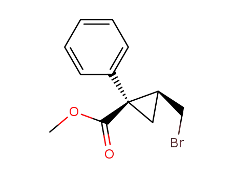 Molecular Structure of 105310-48-3 (Cyclopropanecarboxylic acid, 2-(bromomethyl)-1-phenyl-, methyl ester,
cis-)