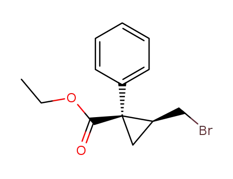 Molecular Structure of 105310-49-4 (Cyclopropanecarboxylic acid, 2-(bromomethyl)-1-phenyl-, ethyl ester,
cis-)