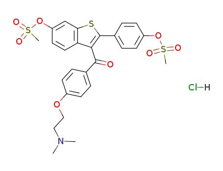 6-methanesulfonyloxy-2-(4-methanesulfonyloxyphenyl)-3-[4-(2-dimethylaminoethoxy)benzoyl]benzo[b]-thiophene, hydrochloride