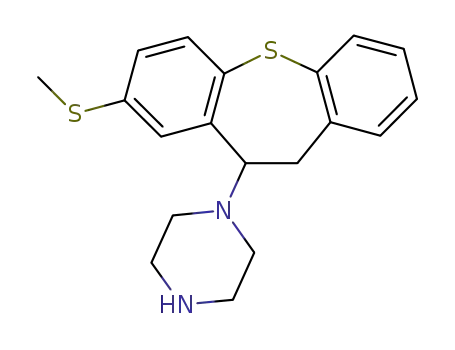 Molecular Structure of 27139-61-3 (1-[8-(methylsulfanyl)-10,11-dihydrodibenzo[b,f]thiepin-10-yl]piperazine)