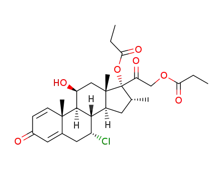 Pregna-1,4-diene-3,20-dione,7-chloro-11-hydroxy-16-methyl-17,21-bis(1-oxopropoxy)-, (7a,11b,16a)-