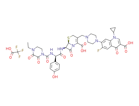 <6R-<6α,7β(R)>>-3-<<4-(carboxy-1-cyclopropyl-6-fluoro-1,4-dihydro-4-oxo-7-quinolinyl)-1-piperazinyl>methyl>-7-<<<<(4-ethyl-2,3-dioxo-1-piperazinyl)carbonyl>amino>(4-hydroxyphenyl)acetyl>amino>-8-oxo-5-thia-1-azabicyclo<4.2.0>oct-2-ene-2-carboxylic ...