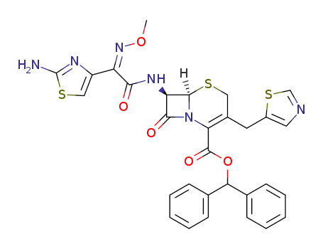 (6R,7R)-7-{2-(2-Amino-thiazol-4-yl)-2-[(Z)-methoxyimino]-acetylamino}-8-oxo-3-thiazol-5-ylmethyl-5-thia-1-aza-bicyclo[4.2.0]oct-2-ene-2-carboxylic acid benzhydryl ester