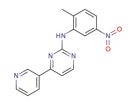 Molecular Structure of 152460-09-8 (N-(2-Methyl-5-nitrophenyl)-4-(pyridin-3-yl)pyrimidin-2-amine)