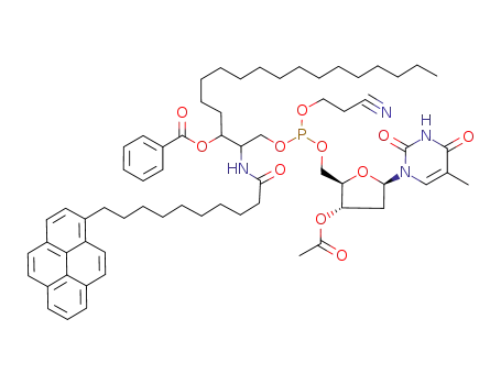 Benzoic acid 1-[2-[[(2R,3S,5R)-3-acetoxy-5-(5-methyl-2,4-dioxo-3,4-dihydro-2H-pyrimidin-1-yl)-tetrahydro-furan-2-ylmethoxy]-(2-cyano-ethoxy)-phosphanyloxy]-1-(10-pyren-1-yl-decanoylamino)-ethyl]-hexadecyl ester