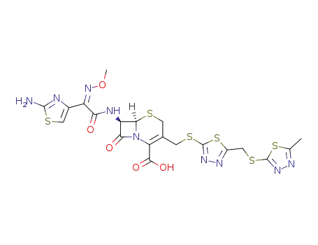 7-{[(2-aminothiazol-4-yl)(methoxyimino)acetyl]amino}-3-{[5-[(5-methyl-1,3,4-thiadiazol-2-ylthio)methyl]-1,3,4-thiadiazol-2-ylthio]methyl}-8-oxo-5-thia-1-azabicyclo[4.2.0]oct-2-ene-2-carboxylic acid