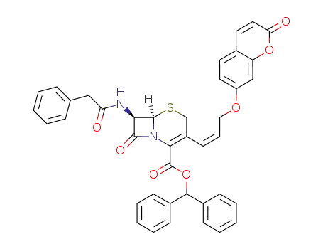 (6R,7R)-8-Oxo-3-[(Z)-3-(2-oxo-2H-chromen-7-yloxy)-propenyl]-7-phenylacetylamino-5-thia-1-aza-bicyclo[4.2.0]oct-2-ene-2-carboxylic acid benzhydryl ester