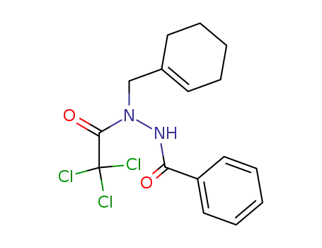 Molecular Structure of 651311-40-9 (Benzoic acid, 2-(1-cyclohexen-1-ylmethyl)-2-(trichloroacetyl)hydrazide)