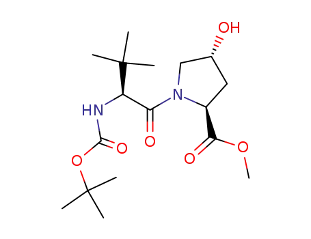 Molecular Structure of 630421-45-3 (L-Proline, N-[(1,1-dimethylethoxy)carbonyl]-3-methyl-L-valyl-4-hydroxy-,
methyl ester, (4R)-)