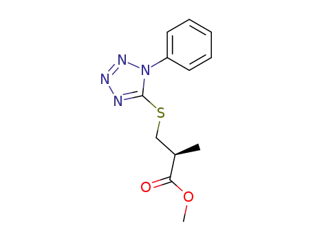 Molecular Structure of 845734-61-4 (Propanoic acid, 2-methyl-3-[(1-phenyl-1H-tetrazol-5-yl)thio]-, methyl
ester, (2S)-)