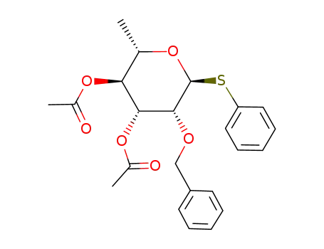 Molecular Structure of 849938-20-1 (Phenyl 3,4-Di-O-acetyl-α-O-benzyl-1-thio-α-L-rhamnopyranoside)