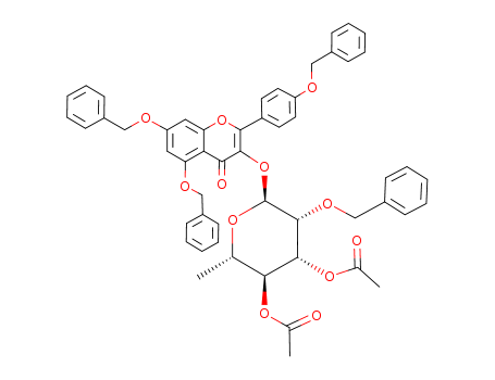 5,7-Bis-(benzyloxy)-α-(4-(benzyloxy)phenyl)-3-[3,4-di-O-acetyl-α-O-acetyl-α-L-rhamnopyranosyloxyl]-4H-chromen-4-one