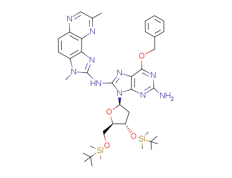 3',5'-Di-O-tert-butyldimethylsilyl-2'-deoxy-8-[(3-methyl-8-methyl-3H-imidazo[4,5-f]quinoxalin-2-yl)amino]-6-O-benzyl-guanosine